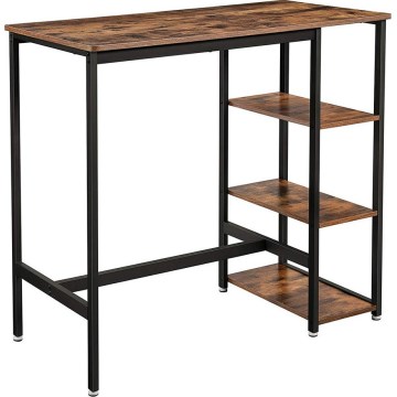 Table de bar avec étagères BARTIS marron/noir