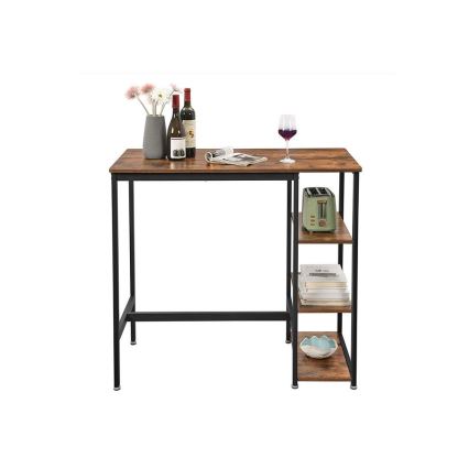 Table de bar avec étagères BARTIS marron/noir