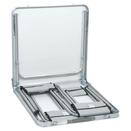 Table de camping pliable + 4x chaise blanc/chrome mat