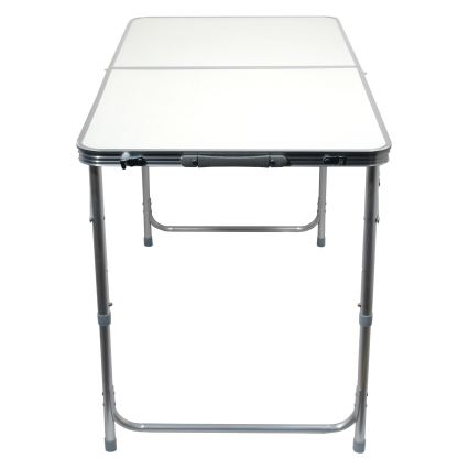 Table de camping pliable + 4x chaise blanc/chrome mat