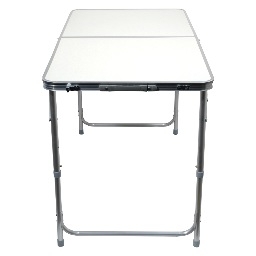 Table de camping pliable + 4x chaise blanc/chrome mat