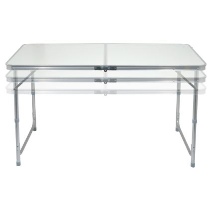 Table de camping pliable + 4x chaise blanc/chrome mat