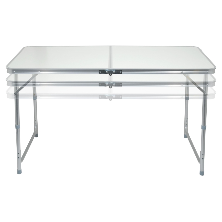 Table de camping pliable + 4x chaise blanc/chrome mat