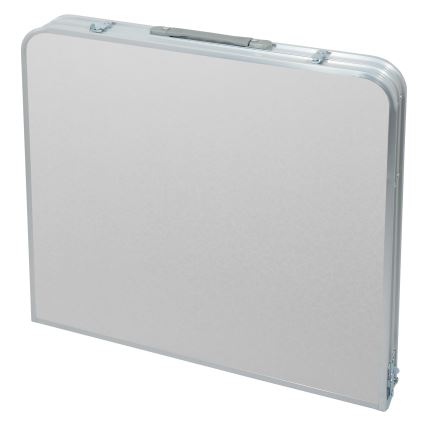 Table de camping pliable + 4x chaise blanc/chrome mat