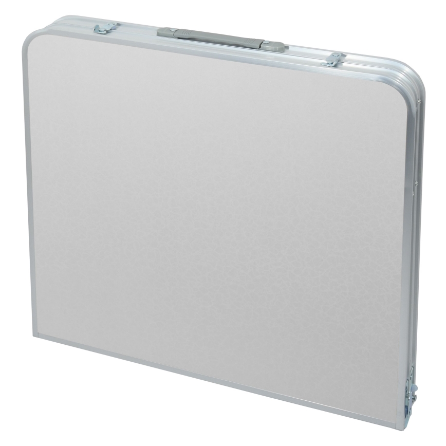 Table de camping pliable + 4x chaise blanc/chrome mat