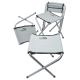 Table de camping pliable + 4x chaise blanche/chromé