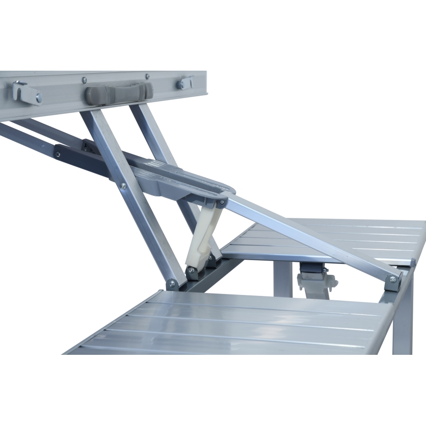 Table de camping pliable avec chaises blanc/chrome mat