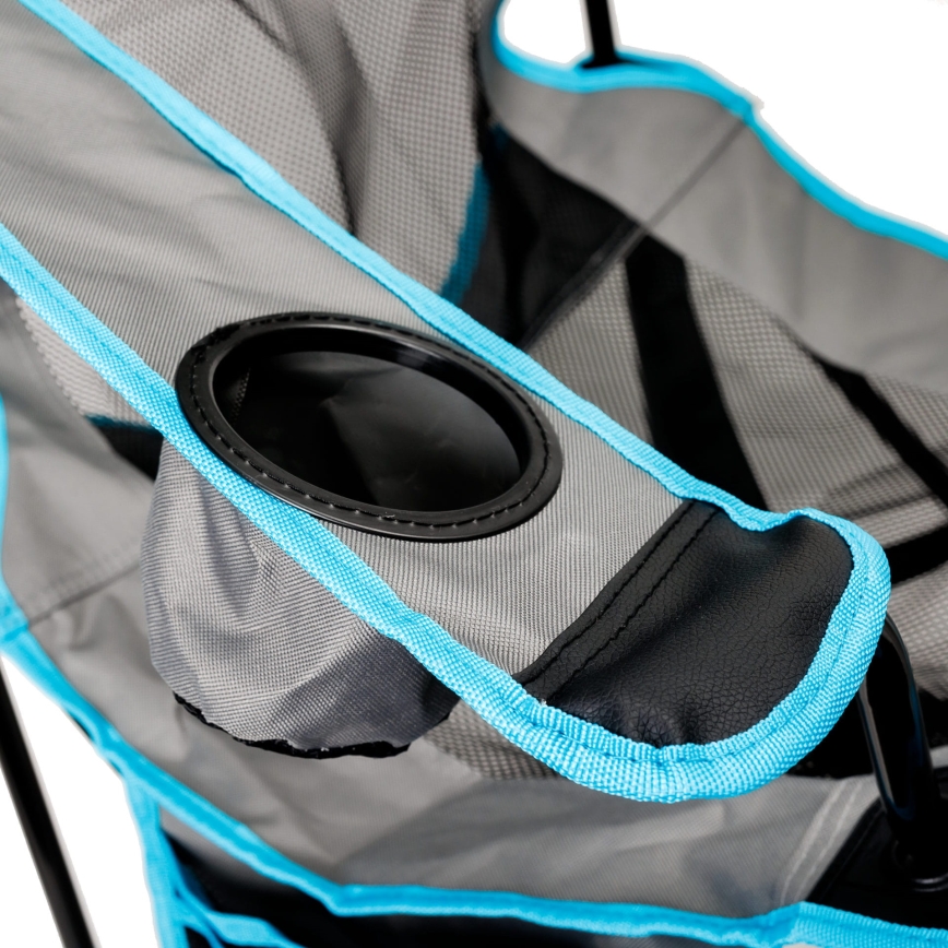 Table de camping pliable + chaise gris/bleu