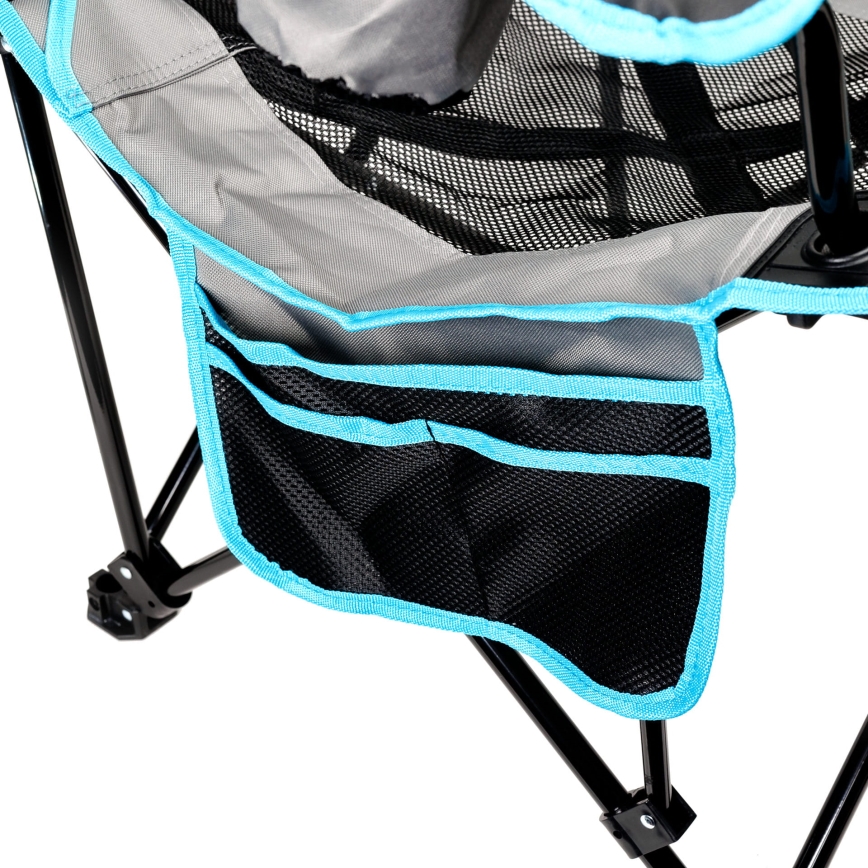 Table de camping pliable + chaise gris/bleu