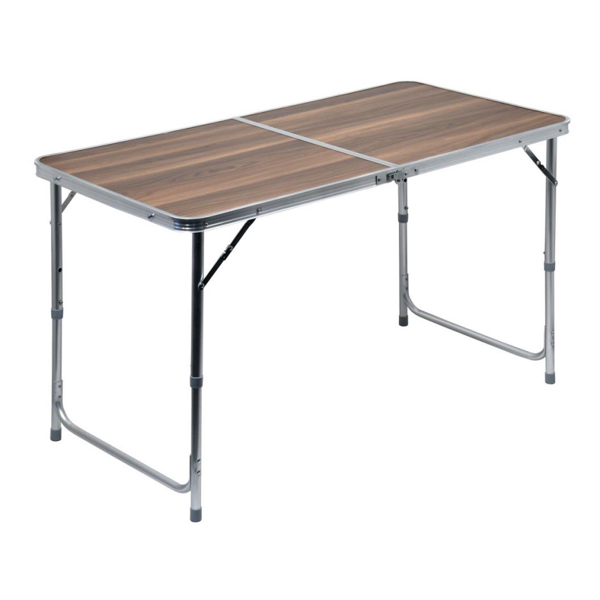 Table de camping pliable marron/chrome mat