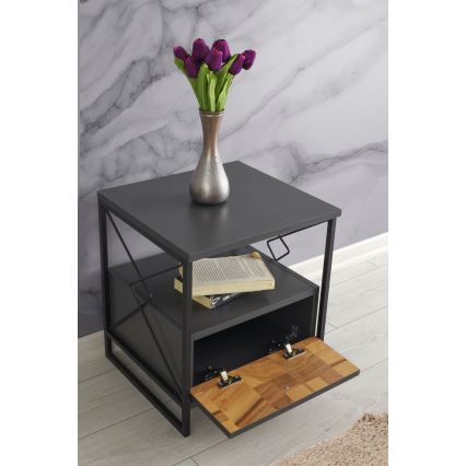 Table de chevet ALTUNIZADE 50x45 cm noir/marron