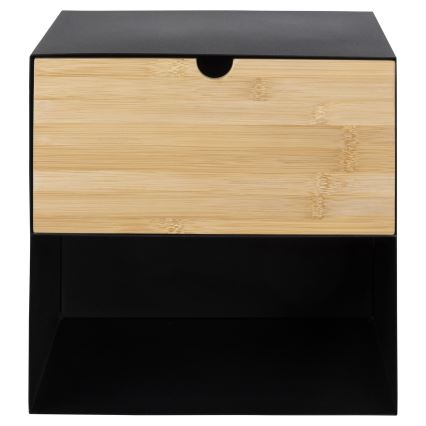 Table de chevet avec option de fixation murale BEKIM noir/bambou