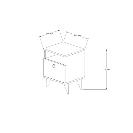 Table de chevet BARLO 50x40 cm beige