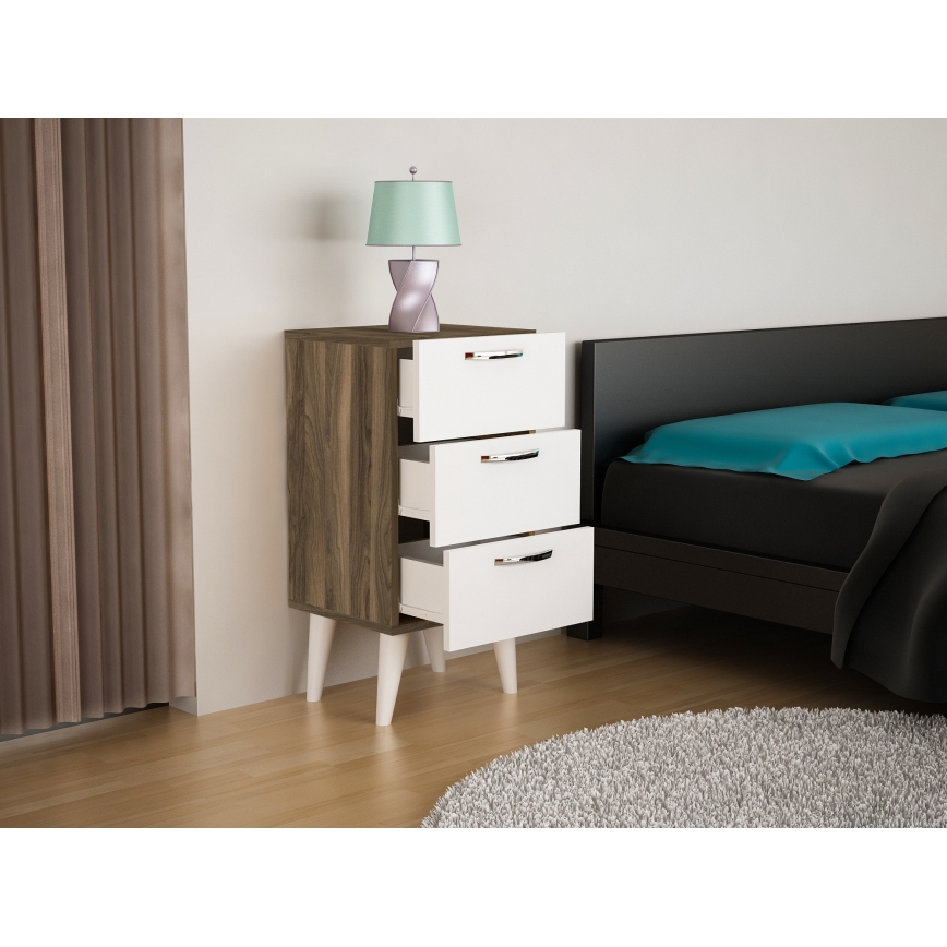 Table de chevet BELLINI 80x40 cm marron/blanche