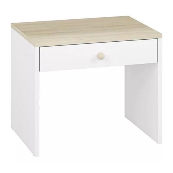 Table de chevet BUBO 58x69 cm blanc/hêtre clair