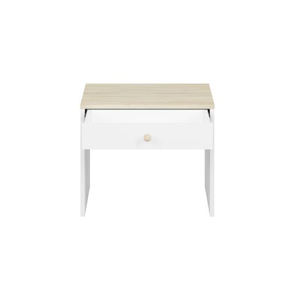 Table de chevet BUBO 58x69 cm blanc/hêtre clair