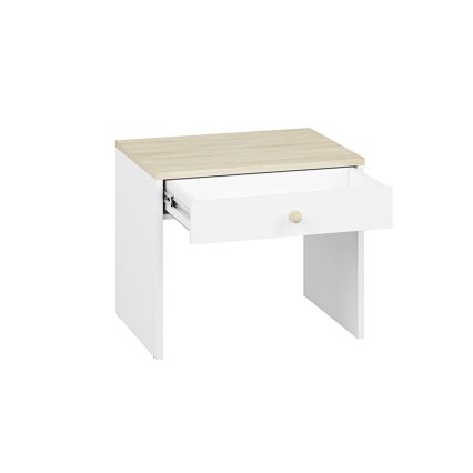 Table de chevet BUBO 58x69 cm blanc/hêtre clair