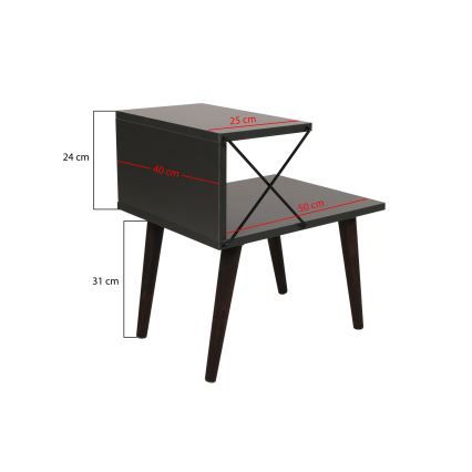 Table de chevet CROSS 55x50 cm anthracite