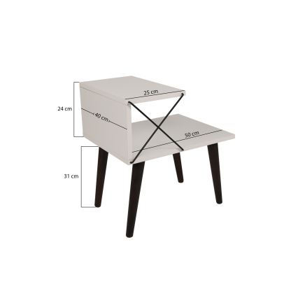 Table de chevet CROSS 55x50 cm blanche