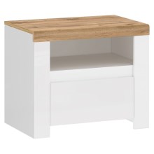 Table de chevet DAMINO 50,5x50 cm blanc/marron
