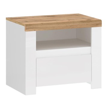 Table de chevet DAMINO 50,5x60 cm blanc/chêne wotan