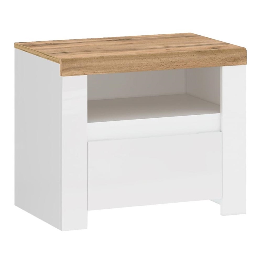 Table de chevet DAMINO 50,5x60 cm blanc/chêne wotan