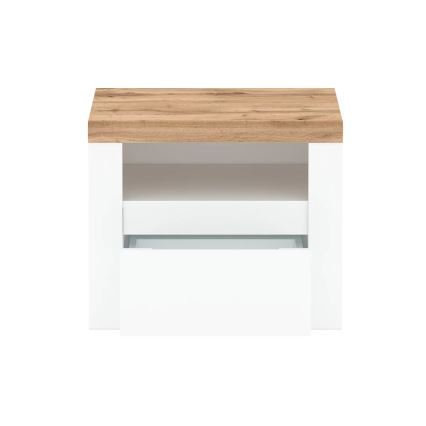 Table de chevet DAMINO 50,5x60 cm blanc/chêne wotan