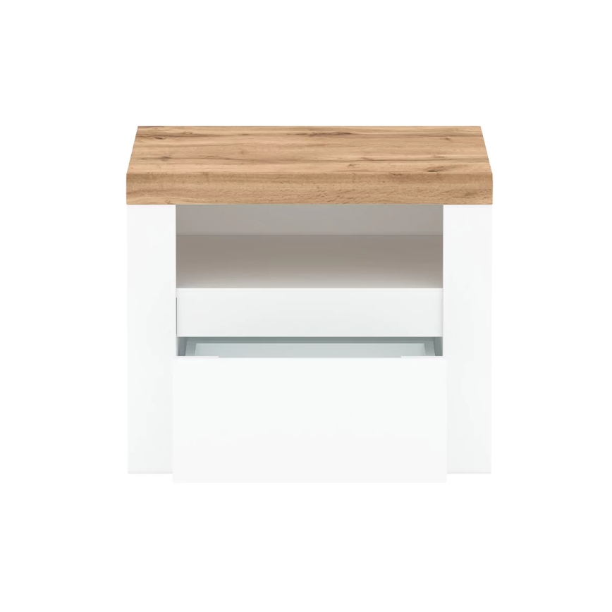 Table de chevet DAMINO 50,5x60 cm blanc/chêne wotan