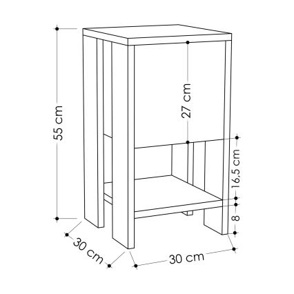 Table de chevet EMA 55x30 cm blanche/beige