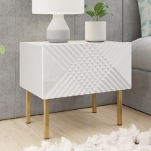 Table de chevet EXITO 46x50 cm blanc/doré