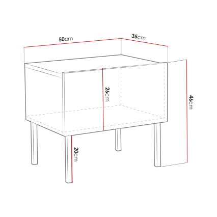 Table de chevet EXITO 46x50 cm blanc/doré