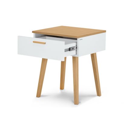 Table de chevet FRISK 60x48 cm chêne naturel/blanc