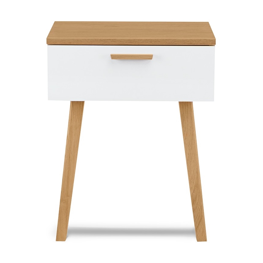 Table de chevet FRISK 60x48 cm chêne naturel/blanc