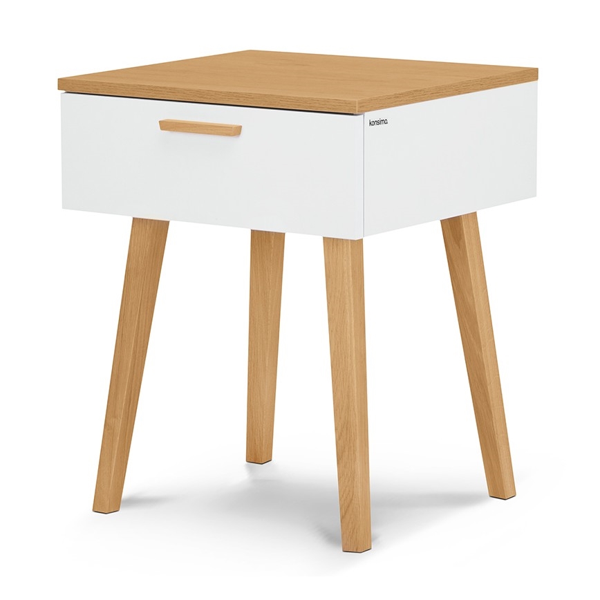 Table de chevet FRISK 60x48 cm chêne naturel/blanc