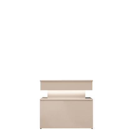 Table de chevet GLOSSA avec éclairage LED, 51x55 cm, beige