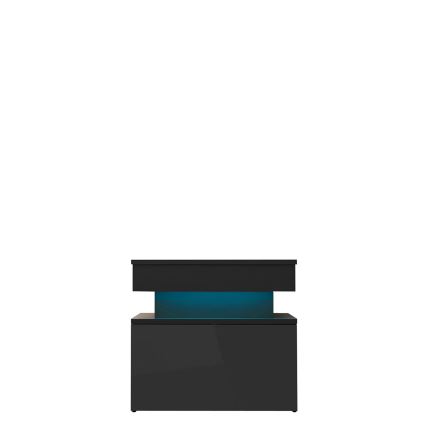 Table de chevet GLOSSA avec éclairage LED 51x55 cm noir/noir brillant