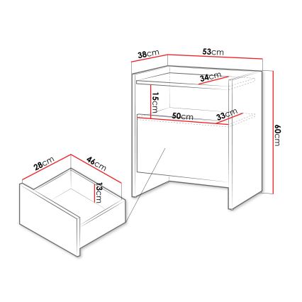 Table de chevet JAPANDI 60 x 53 cm chêne Baltic Storm