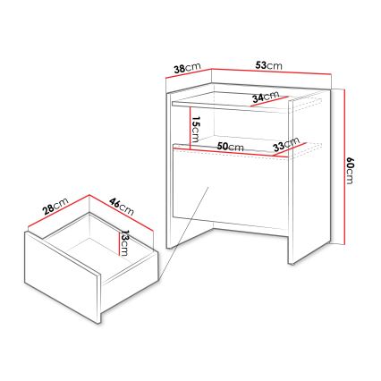 Table de chevet JAPANDI 60 x 53 cm, chêne Cremona
