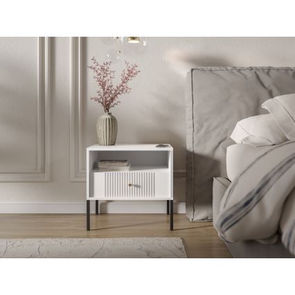 Table de chevet LUE 54x39 cm blanche/noire