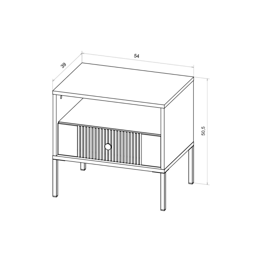 Table de chevet LUE 54x39 cm blanche/noire