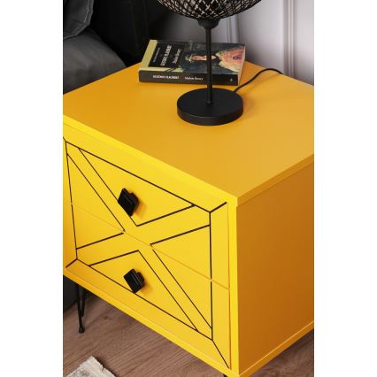 Table de chevet LUNA 55x50 cm jaune