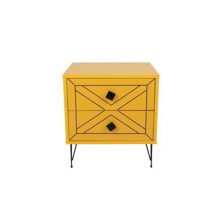 Table de chevet LUNA 55x50 cm jaune