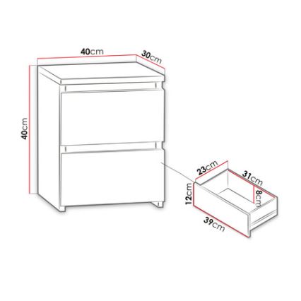 Table de chevet MALWA 40x40 cm blanc mat