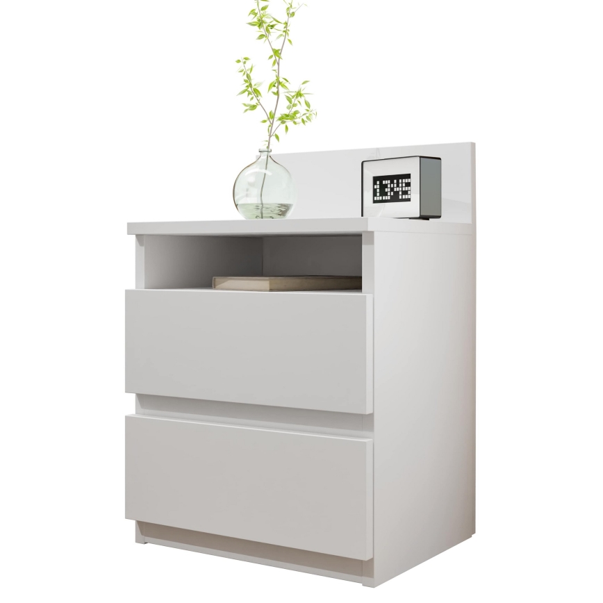 Table de chevet MALWA 59x40 cm blanc