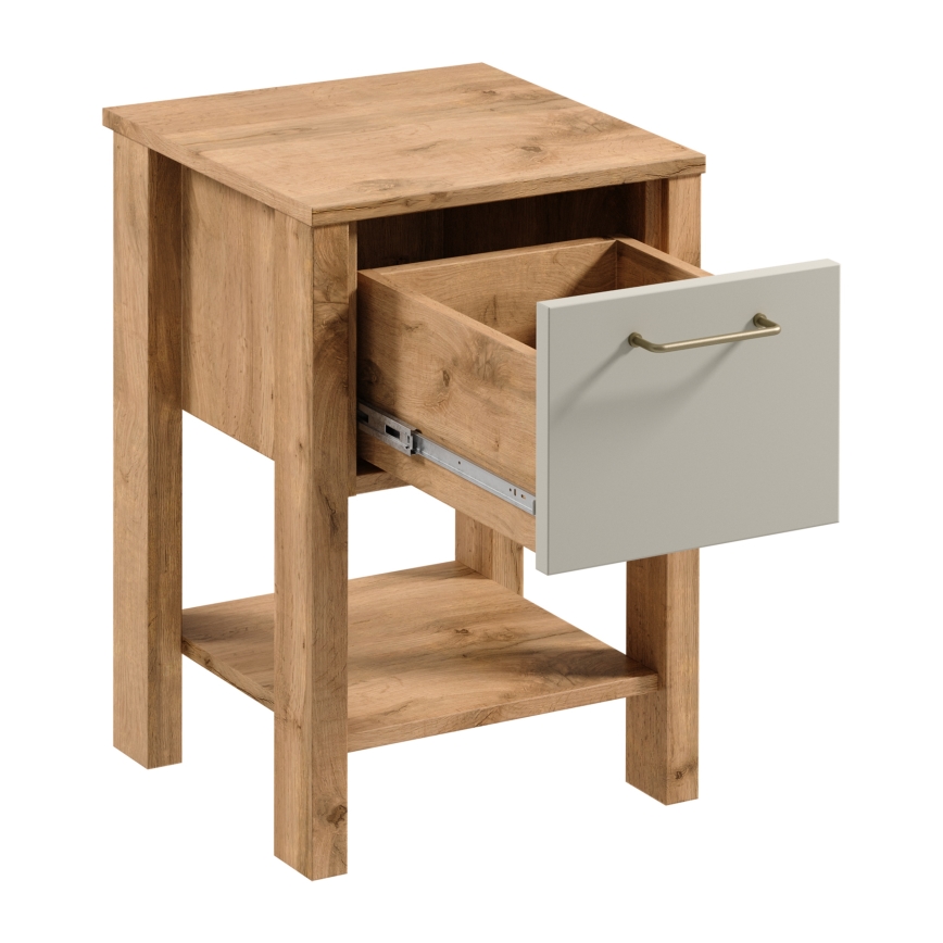 Table de chevet MENTA 42 x 59 cm chêne Wotan/gris