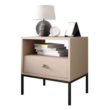 Table de chevet MONO 56x54 cm beige/noir