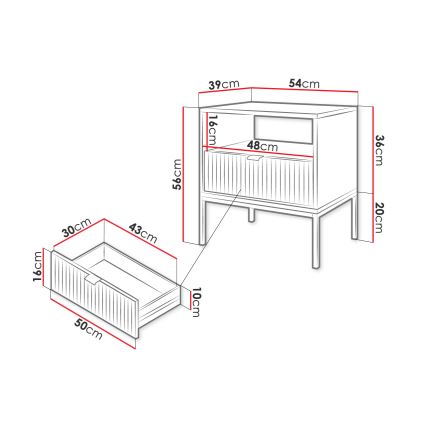 Table de chevet NOVA 56x54 cm noir