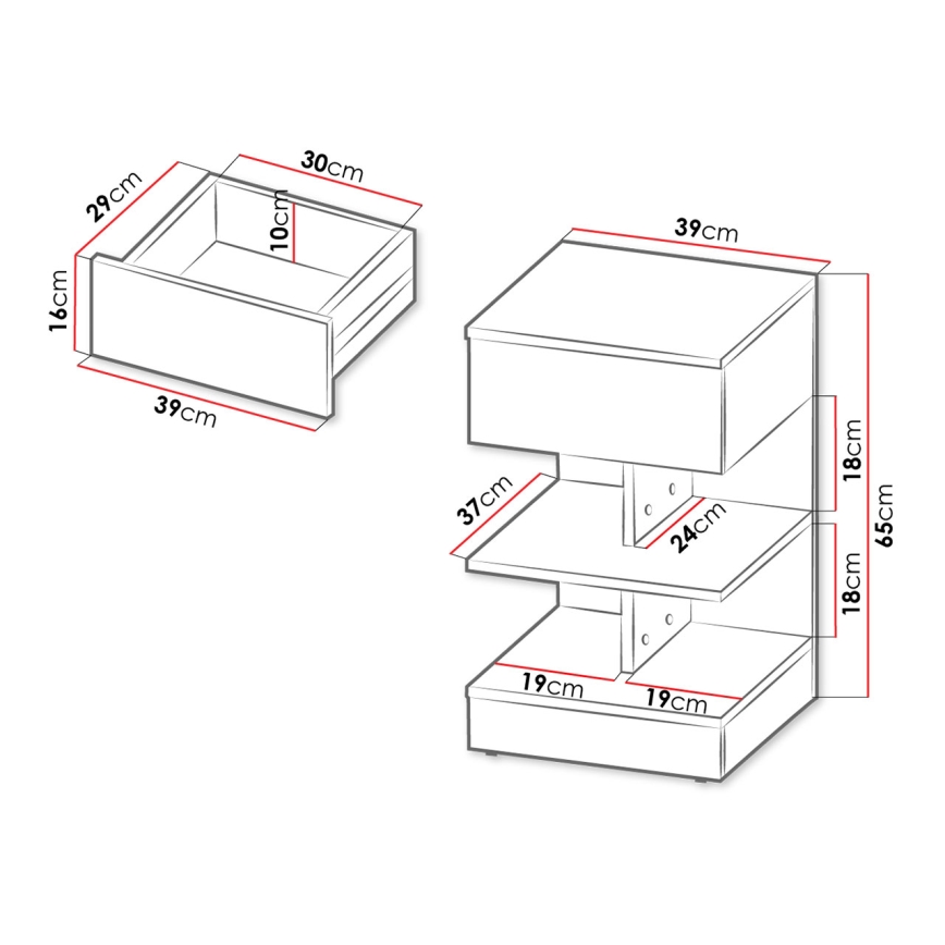 Table de chevet OBENITA 65x39 cm blanc