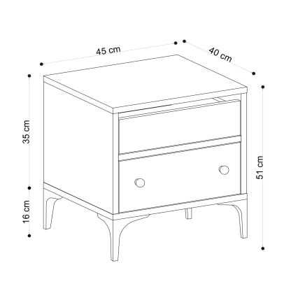 Table de chevet ORABELLA 51x45 cm marron