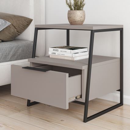 Table de chevet ORI noir/taupe
